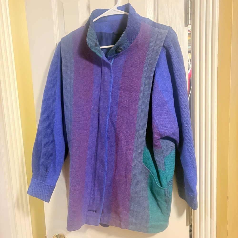 Vintage Avoca 100% new wool Ireland  *Dublin Candy-colored Full Zip coat size M
